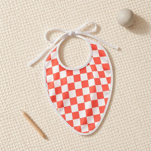 Mimi Baby Bib | Checkerboard | Geo Play | Bamboo-Cotton, Waterproof, Tagless | 0-4Y