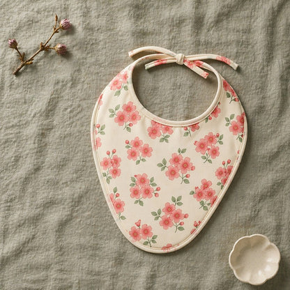 Mimi Baby Bib | Cherry Blossom | Blossom | Bamboo-Cotton, Waterproof, Tagless | 0-4Y