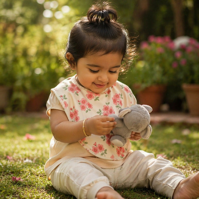 Mimi Baby Bib | Cherry Blossom | Blossom | Bamboo-Cotton, Waterproof, Tagless | 0-4Y