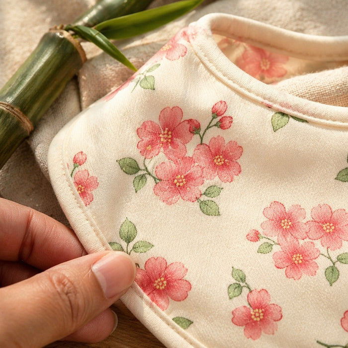 Mimi Baby Bib | Cherry Blossom | Blossom | Bamboo-Cotton, Waterproof, Tagless | 0-4Y
