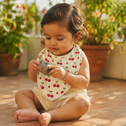 Mimi Baby Bib | Cherry Pair | Orchard | Bamboo-Cotton, Waterproof, Tagless | 0-4Y