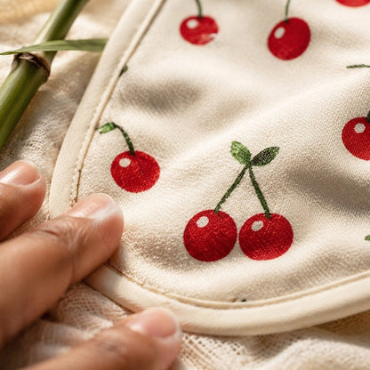 Mimi Baby Bib | Cherry Pair | Orchard | Bamboo-Cotton, Waterproof, Tagless | 0-4Y