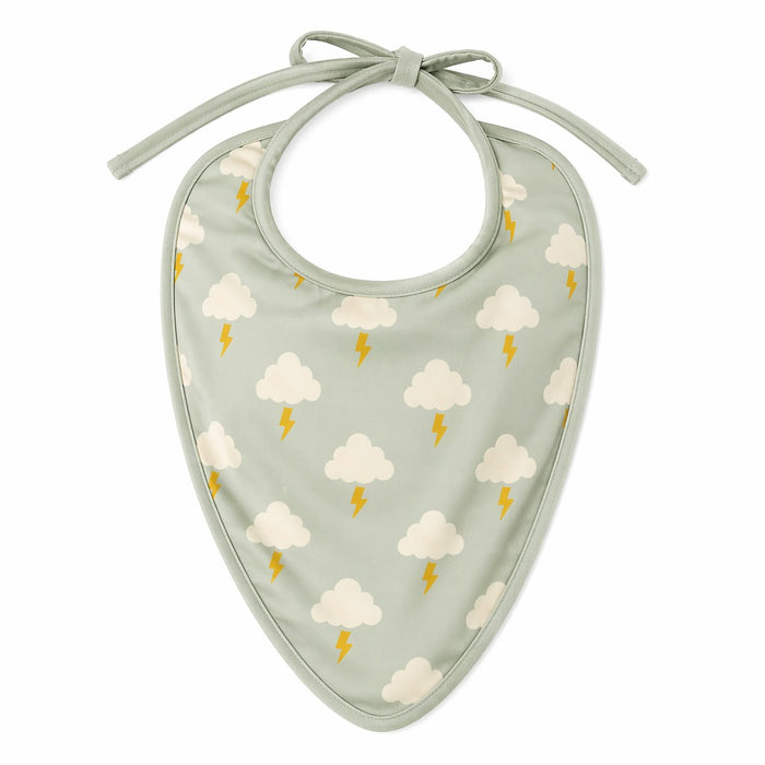 Mimi Baby Bib | Cloud + Lightning | Monsoon Magic | Bamboo-Cotton, Waterproof, Tagless | 0-4Y