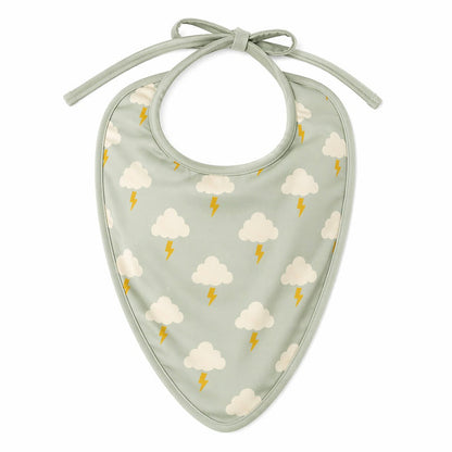 Mimi Baby Bib | Cloud + Lightning | Monsoon Magic | Bamboo-Cotton, Waterproof, Tagless | 0-4Y