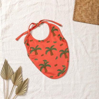 Mimi Baby Bib | Coconut Palm | Tropicale | Bamboo-Cotton, Waterproof, Tagless | 0-4Y
