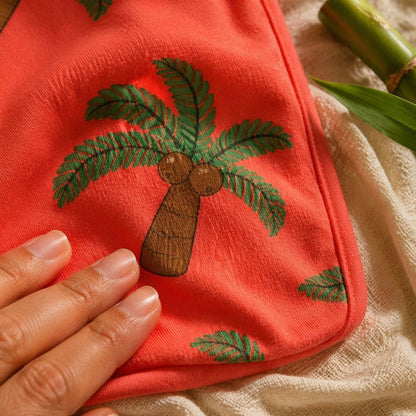 Mimi Baby Bib | Coconut Palm | Tropicale | Bamboo-Cotton, Waterproof, Tagless | 0-4Y
