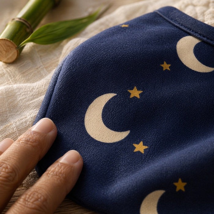 Mimi Baby Bib | Crescent Moon + Stars | Stardust | Bamboo-Cotton, Waterproof, Tagless | 0-4Y