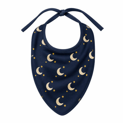 Mimi Baby Bib | Crescent Moon + Stars | Stardust | Bamboo-Cotton, Waterproof, Tagless | 0-4Y
