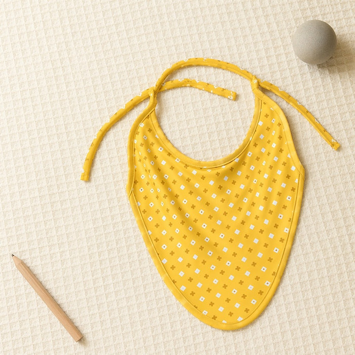 Mimi Baby Bib | Cross & Diamond | Geo Play | Bamboo-Cotton, Waterproof, Tagless | 0-4Y