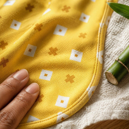 Mimi Baby Bib | Cross & Diamond | Geo Play | Bamboo-Cotton, Waterproof, Tagless | 0-4Y