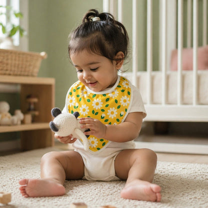 Mimi Baby Bib | Daisy Chain | Blossom | Bamboo-Cotton, Waterproof, Tagless | 0-4Y
