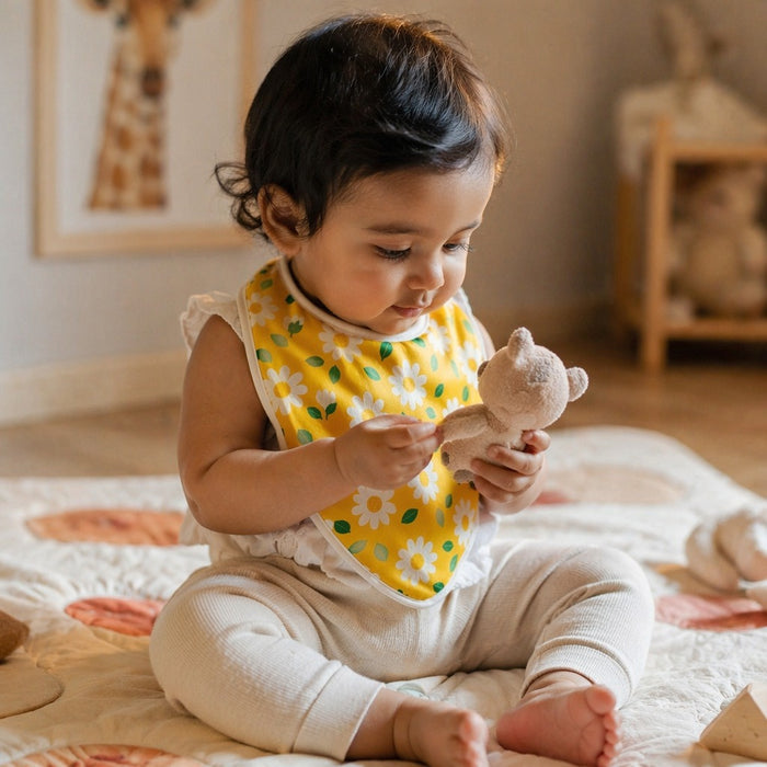 Mimi Baby Bib | Daisy Chain | Blossom | Bamboo-Cotton, Waterproof, Tagless | 0-4Y