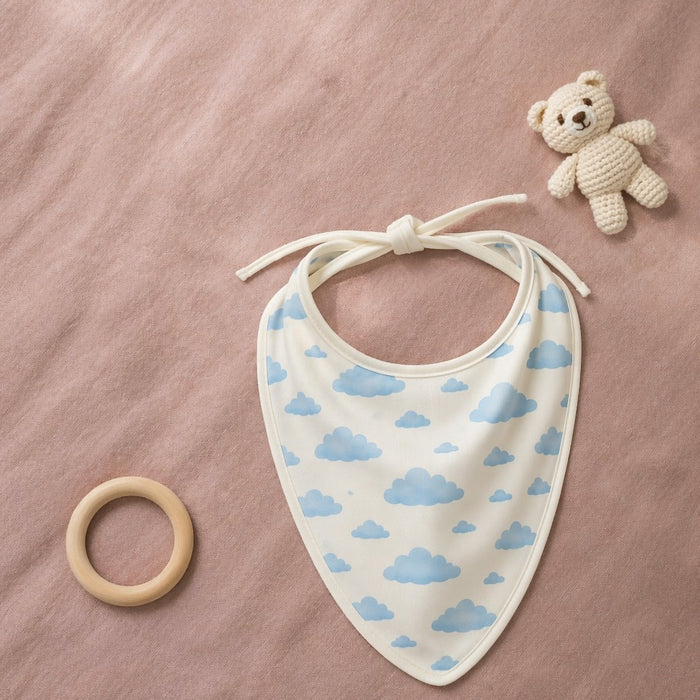 Mimi Baby Bib | Drifting Clouds | Monsoon Magic | Bamboo-Cotton, Waterproof, Tagless | 0-4Y