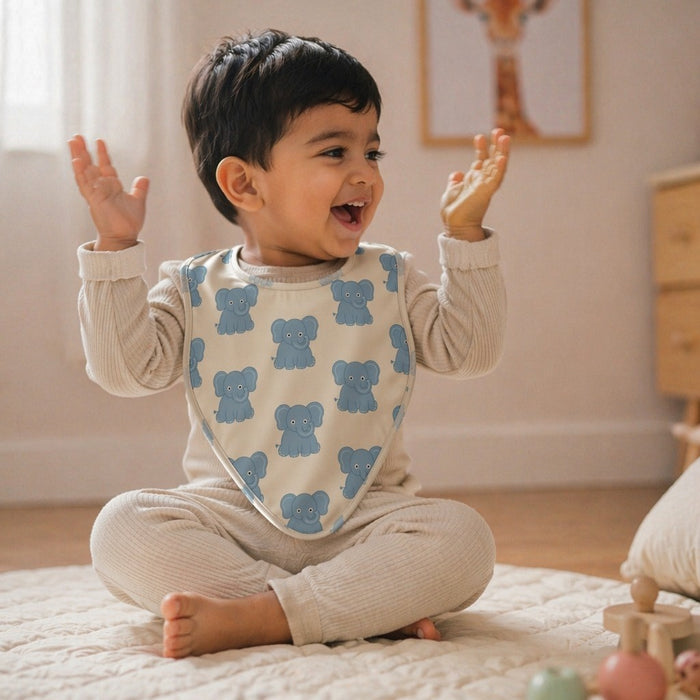Mimi Baby Bib | Elephant Parade | Safari Tales | Bamboo-Cotton, Waterproof, Tagless | 0-4Y
