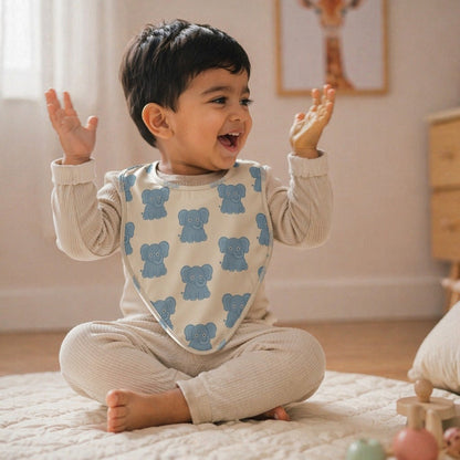 Mimi Baby Bib | Elephant Parade | Safari Tales | Bamboo-Cotton, Waterproof, Tagless | 0-4Y