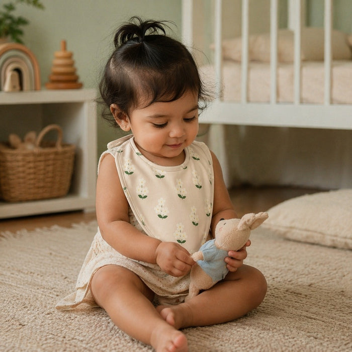 Mimi Baby Bib | Jasmine Bunch | Tropicale | Bamboo-Cotton, Waterproof, Tagless | 0-4Y