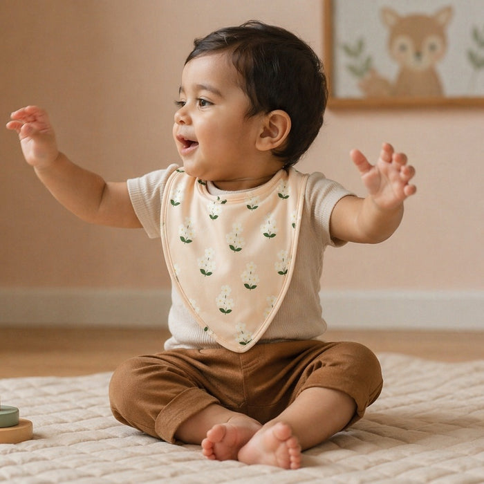 Mimi Baby Bib | Jasmine Bunch | Tropicale | Bamboo-Cotton, Waterproof, Tagless | 0-4Y