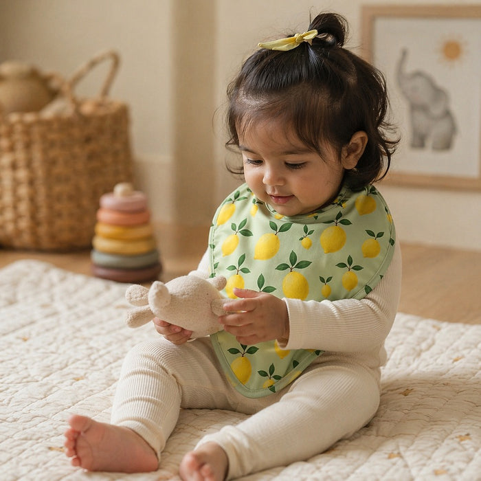 Mimi Baby Bib | Lemon Branch | Orchard | Bamboo-Cotton, Waterproof, Tagless | 0-4Y