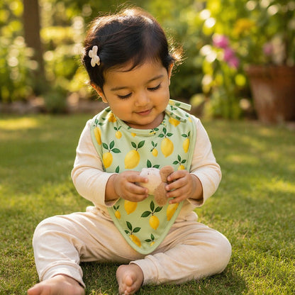 Mimi Baby Bib | Lemon Branch | Orchard | Bamboo-Cotton, Waterproof, Tagless | 0-4Y