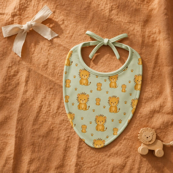 Mimi Baby Bib | Lion Cub | Safari Tales | Bamboo-Cotton, Waterproof, Tagless | 0-4Y