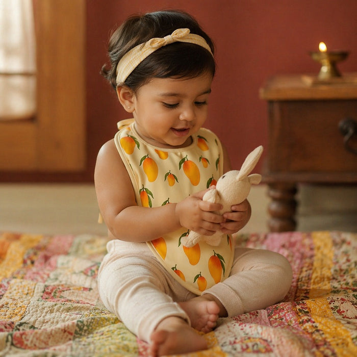 Mimi Baby Bib | Mango Grove | Orchard | Bamboo-Cotton, Waterproof, Tagless | 0-4Y