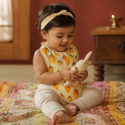 Mimi Baby Bib | Mango Grove | Orchard | Bamboo-Cotton, Waterproof, Tagless | 0-4Y