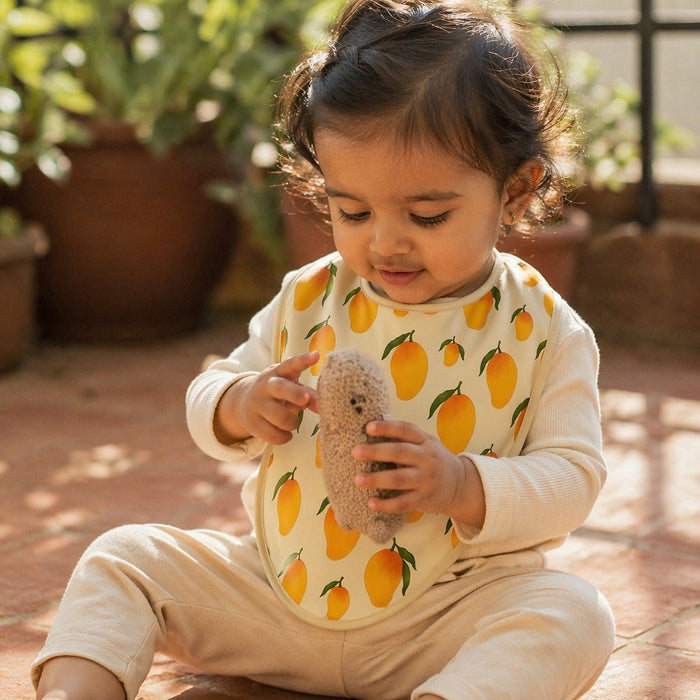 Mimi Baby Bib | Mango Grove | Orchard | Bamboo-Cotton, Waterproof, Tagless | 0-4Y