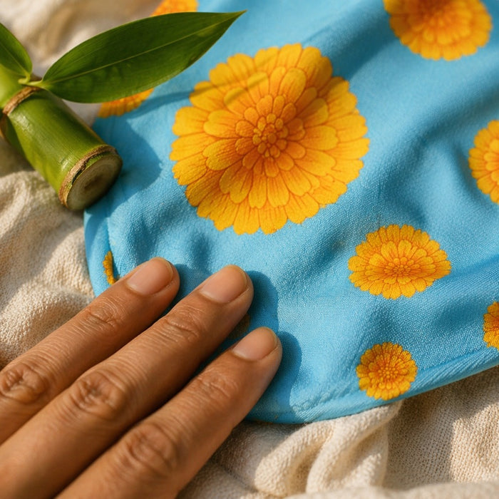 Mimi Baby Bib | Marigold Burst | Tropicale | Bamboo-Cotton, Waterproof, Tagless | 0-4Y