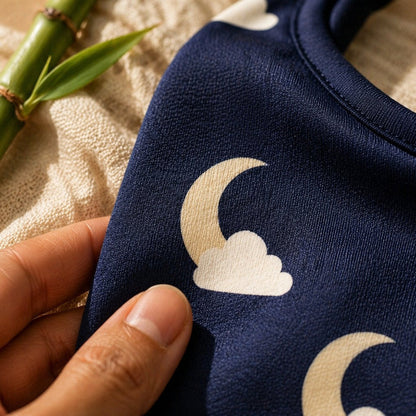 Mimi Baby Bib | Moon + Cloud | Stardust | Bamboo-Cotton, Waterproof, Tagless | 0-4Y