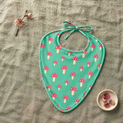 Mimi Baby Bib | Mushroom Magic | Blossom | Bamboo-Cotton, Waterproof, Tagless | 0-4Y