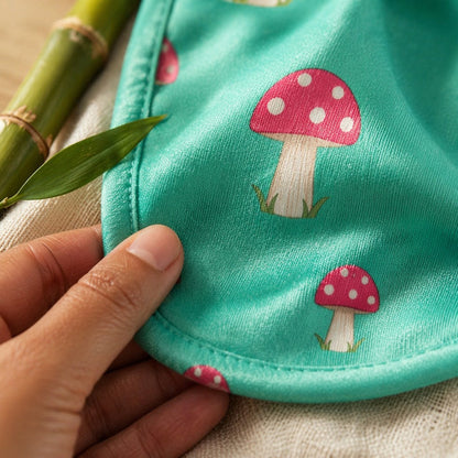 Mimi Baby Bib | Mushroom Magic | Blossom | Bamboo-Cotton, Waterproof, Tagless | 0-4Y