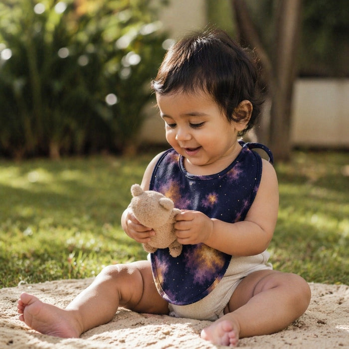Mimi Baby Bib | Nebula | Stardust | Bamboo-Cotton, Waterproof, Tagless | 0-4Y