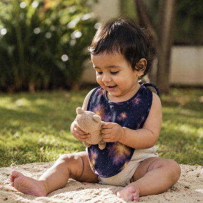 Mimi Baby Bib | Nebula | Stardust | Bamboo-Cotton, Waterproof, Tagless | 0-4Y