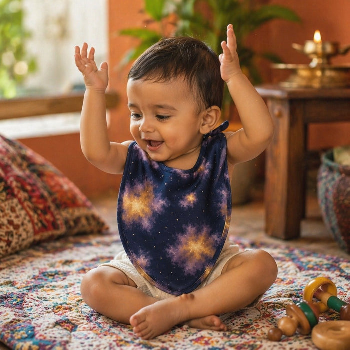 Mimi Baby Bib | Nebula | Stardust | Bamboo-Cotton, Waterproof, Tagless | 0-4Y