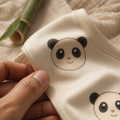 Mimi Baby Bib | Panda Face | Safari Tales | Bamboo-Cotton, Waterproof, Tagless | 0-4Y