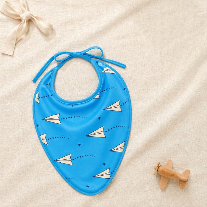 Mimi Baby Bib | Paper Airplane | Little Voyager | Bamboo-Cotton, Waterproof, Tagless | 0-4Y