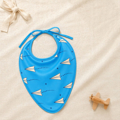 Mimi Baby Bib | Paper Airplane | Little Voyager | Bamboo-Cotton, Waterproof, Tagless | 0-4Y