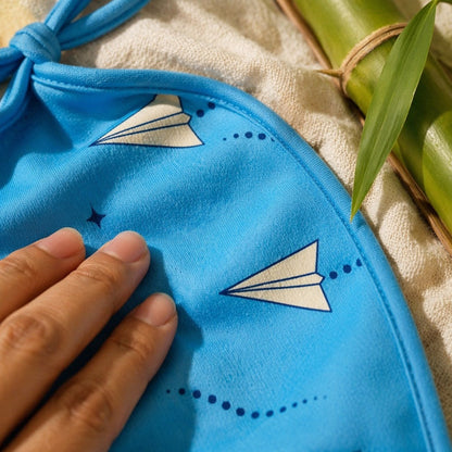 Mimi Baby Bib | Paper Airplane | Little Voyager | Bamboo-Cotton, Waterproof, Tagless | 0-4Y