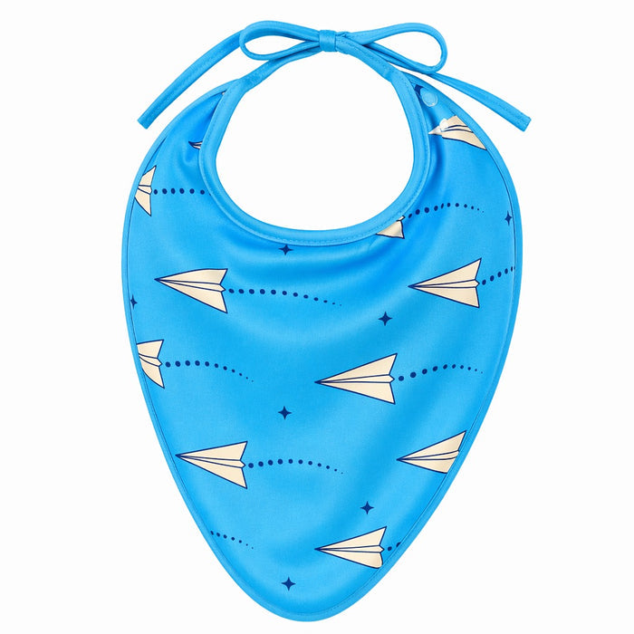 Mimi Baby Bib | Paper Airplane | Little Voyager | Bamboo-Cotton, Waterproof, Tagless | 0-4Y