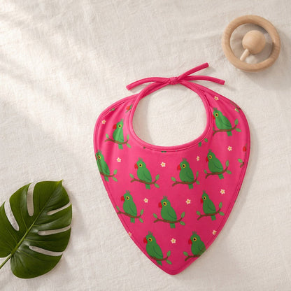 Mimi Baby Bib | Parrot on Branch | Tropicale | Bamboo-Cotton, Waterproof, Tagless | 0-4Y