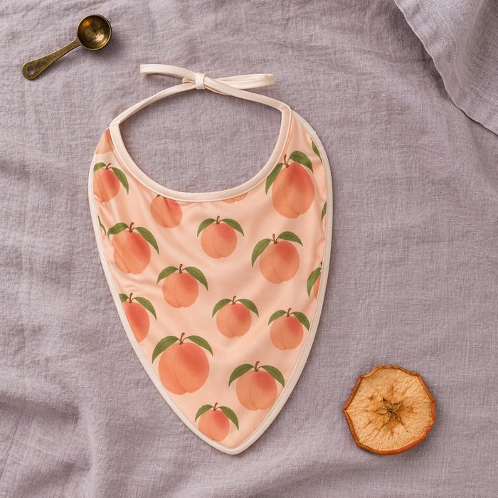 Mimi Baby Bib | Peach Garden | Orchard | Bamboo-Cotton, Waterproof, Tagless | 0-4Y