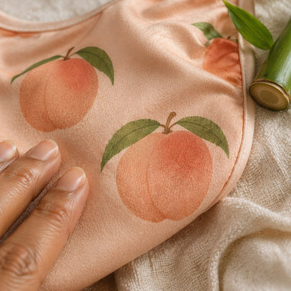 Mimi Baby Bib | Peach Garden | Orchard | Bamboo-Cotton, Waterproof, Tagless | 0-4Y