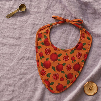 Mimi Baby Bib | Pomegranate Crown | Orchard | Bamboo-Cotton, Waterproof, Tagless | 0-4Y