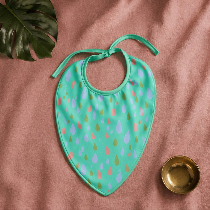 Mimi Baby Bib | Raindrop Scatter | Monsoon Magic | Bamboo-Cotton, Waterproof, Tagless | 0-4Y