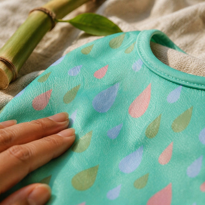 Mimi Baby Bib | Raindrop Scatter | Monsoon Magic | Bamboo-Cotton, Waterproof, Tagless | 0-4Y
