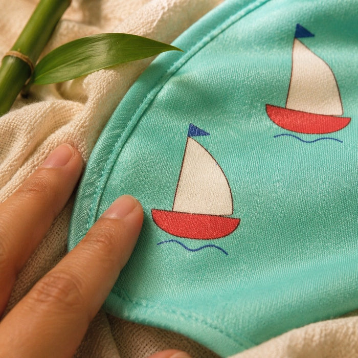 Mimi Baby Bib | Sailboat | Little Voyager | Bamboo-Cotton, Waterproof, Tagless | 0-4Y