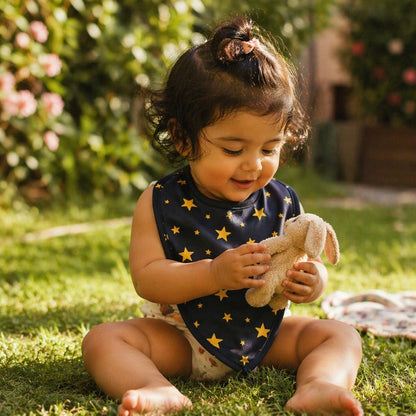 Mimi Baby Bib | Scattered Stars | Stardust | Bamboo-Cotton, Waterproof, Tagless | 0-4Y