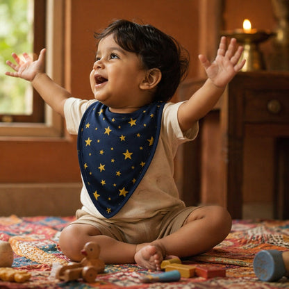 Mimi Baby Bib | Scattered Stars | Stardust | Bamboo-Cotton, Waterproof, Tagless | 0-4Y