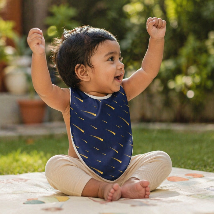 Mimi Baby Bib | Shooting Stars | Stardust | Bamboo-Cotton, Waterproof, Tagless | 0-4Y