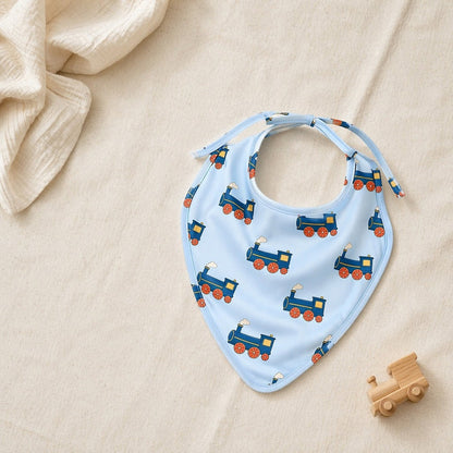 Mimi Baby Bib | Steam Train | Little Voyager | Bamboo-Cotton, Waterproof, Tagless | 0-4Y